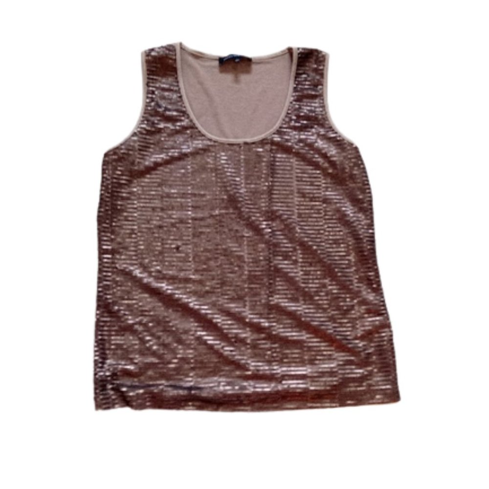 Gold Bronzy Glitzy Sequined Tank Top Size Large
